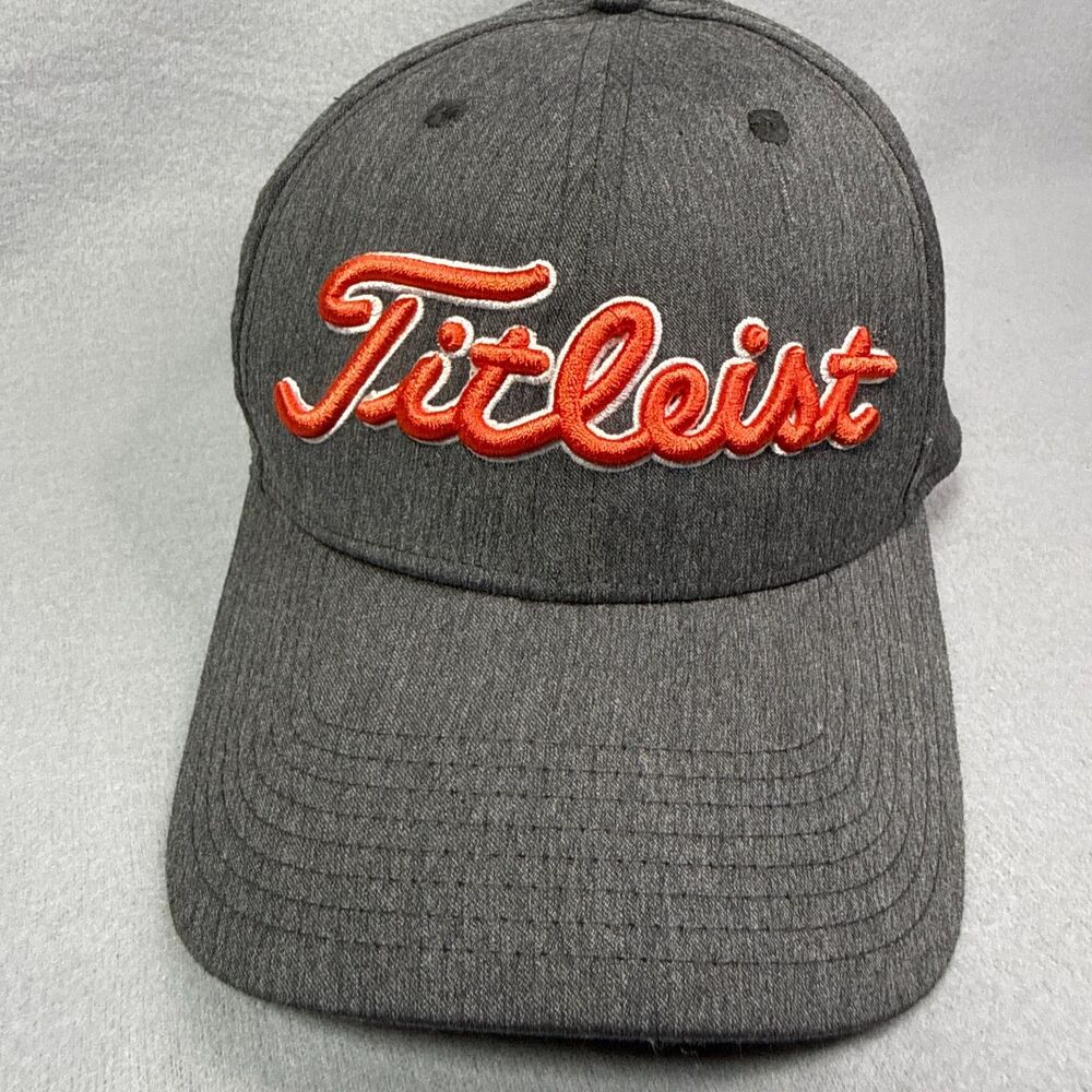 Titleist A-Flex Golf Hat S/M Gray Orange Script Stretch Fit Cap Old Money Preppy - Picture 2 of 6